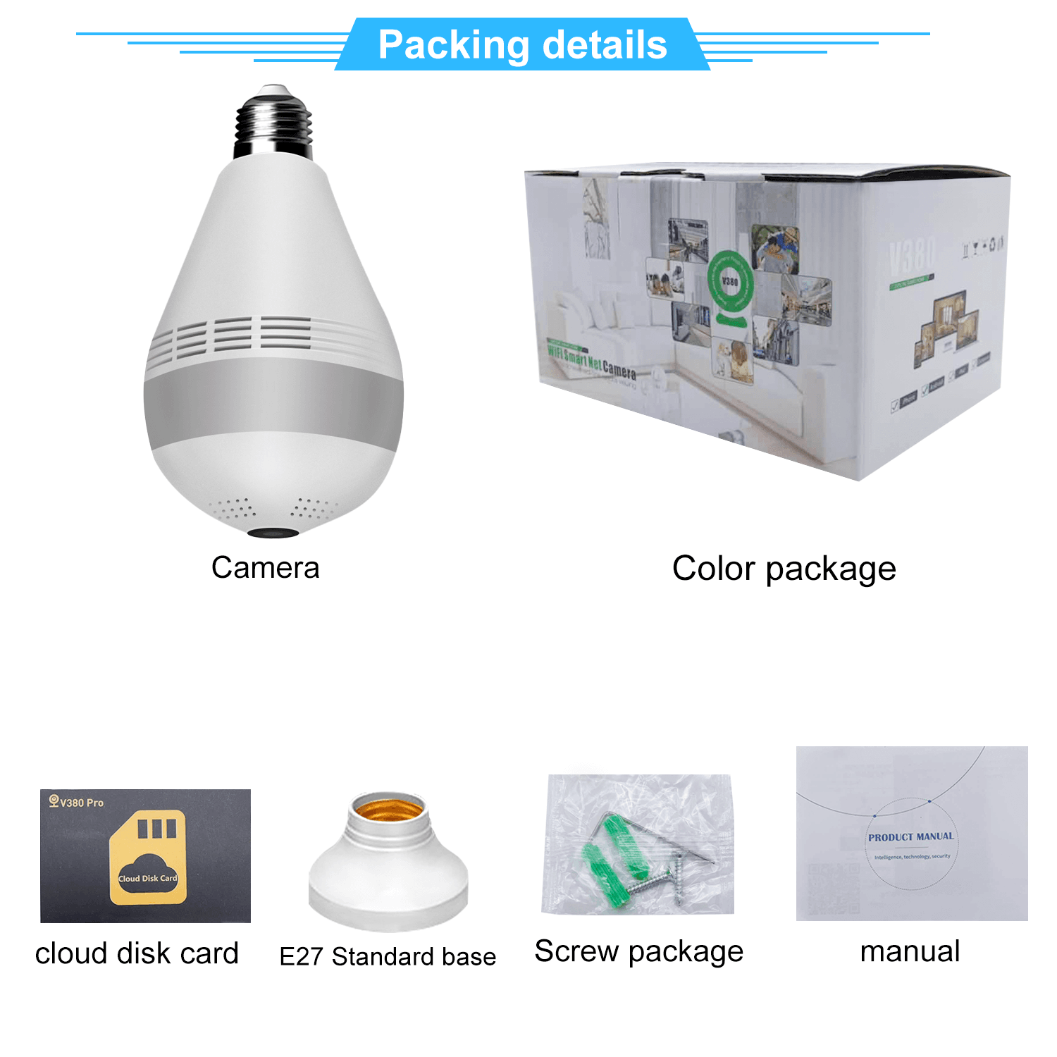 Smart bulb camera packing details