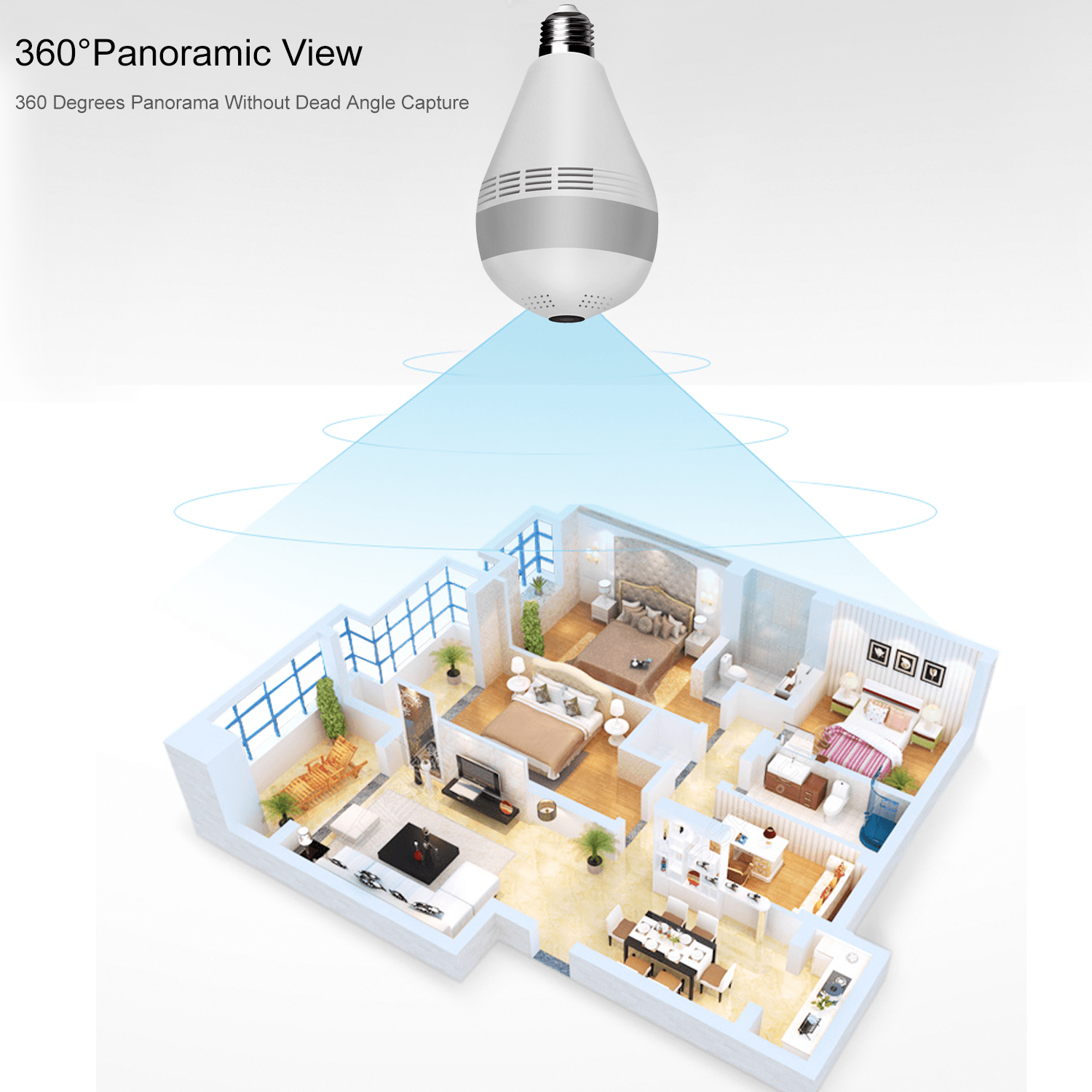 Hot Sale bulb CCTV 360 Degree VR Wireless Light Panoramic Surveillance bulb camera Two Way Talk 1080P V380 H.265 Indoor Fisheye