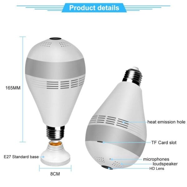 Hot Sale bulb CCTV 360 Degree VR Wireless Light Panoramic Wifi Bulb Camera Two Way Talk 1080P V380 H.265 Indoor Fisheye