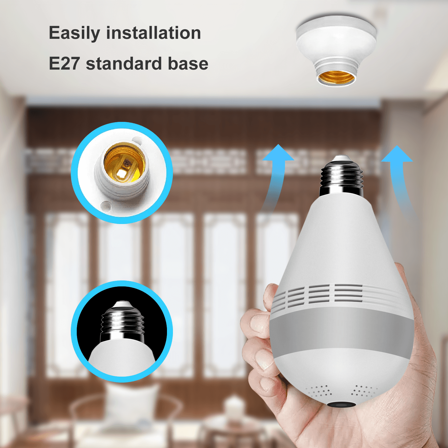 Hot Sale bulb CCTV 360 Degree VR Wireless Light Panoramic Wifi light bulb camera Two Way Talk 1080P V380 H.265 Indoor Fisheye