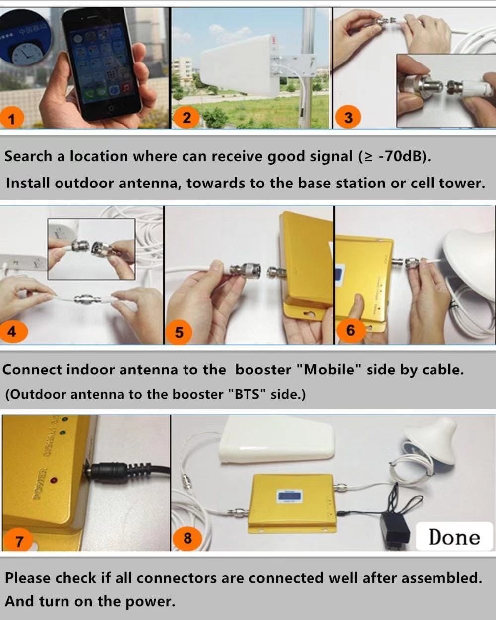 Small Range 2G 3G 4G Cell Phone Signal Booster 900 1800 2100 2600HMZ signal booster for cell phones