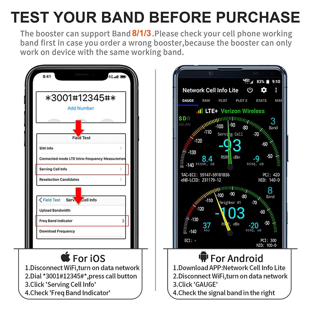 mobile signal booster test your band before purchase