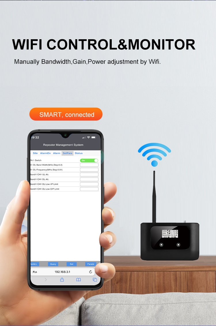  mobile signal booster amplifier wifi control and monitor