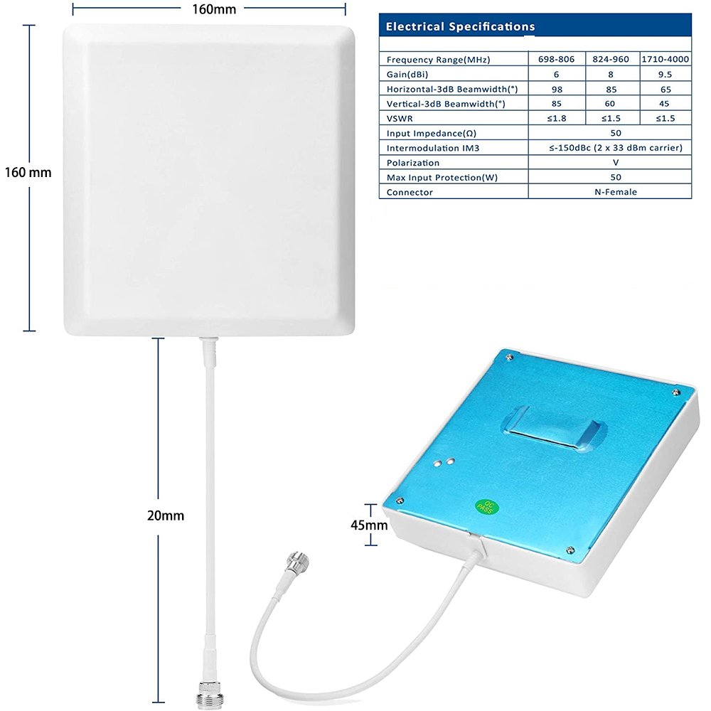 Indoor Wall Mount 4G 5G Panel Antenna Cell Phone Signal Boosters Accessories with N-Female Connectors for Home